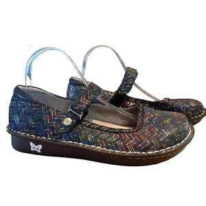 Alegria Belle Mary Jane Leather Rick Rack Rainbow Comfort Shoes 41 / 10.5 / 11